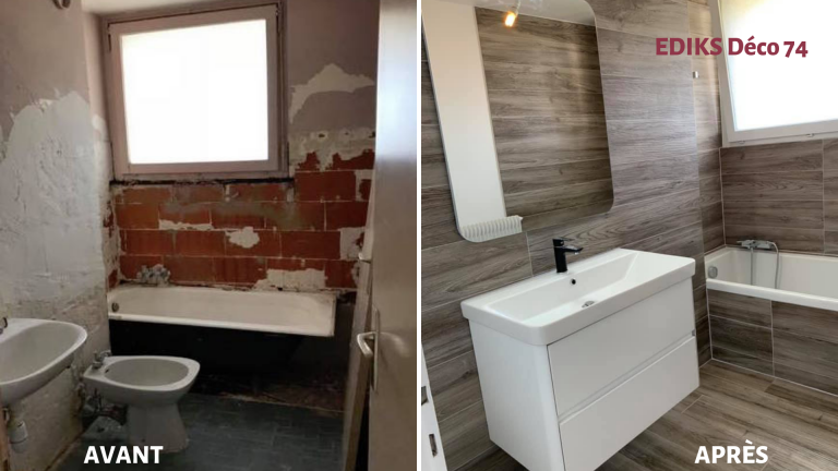 Avant / après : salle de bain avec baignoire par EDIKS déco74
