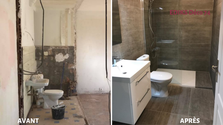 Avant / après : salle de bain refaite à neuf par EDIKS déco74