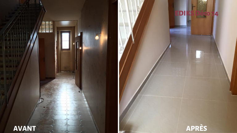 Avant / après : couloir : carrelage et peinture par EDIKS déco74